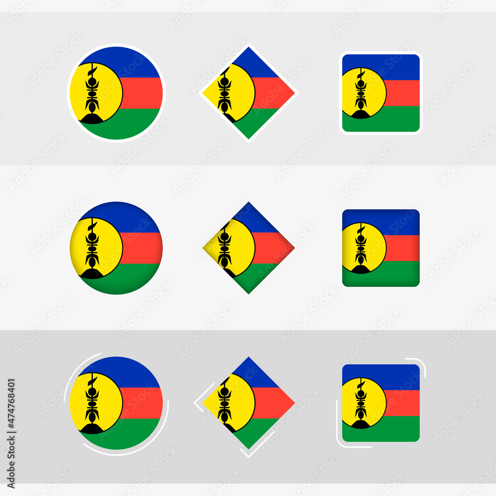 New Caledonia flag icons set, vector flag of New Caledonia. New Caledonia flag icons set, vector flag of New Caledonia.