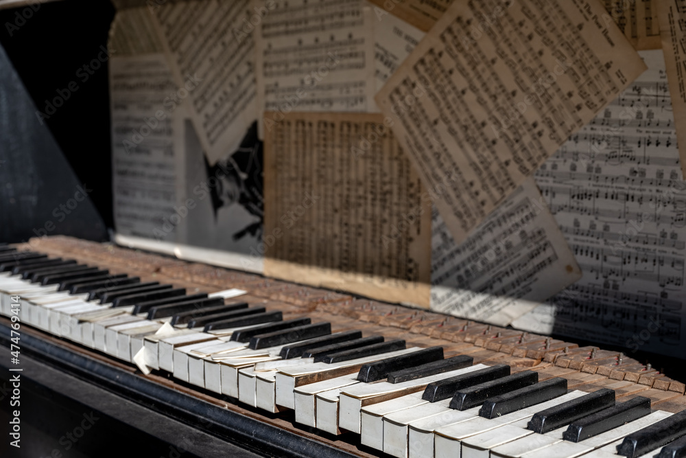 old piano keys Stock Photo | Adobe Stock