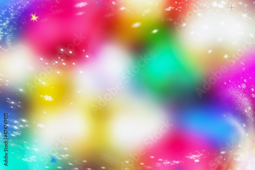 Unfocused multicolored festive background with snowflakes for Christmas or New Year