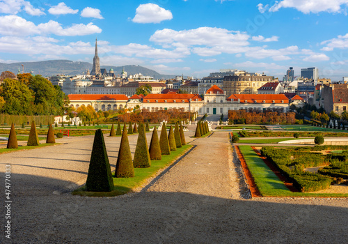 Photography Vienna cityscape with Lower Belvedere palace and St