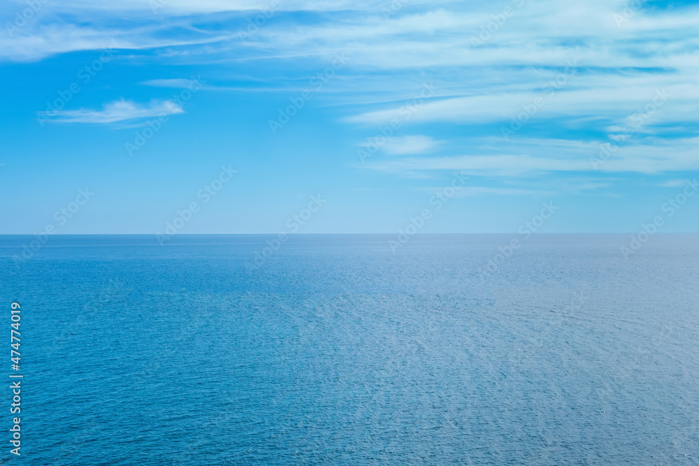 Fototapeta premium background, seascape, blue sea and sky to horizon