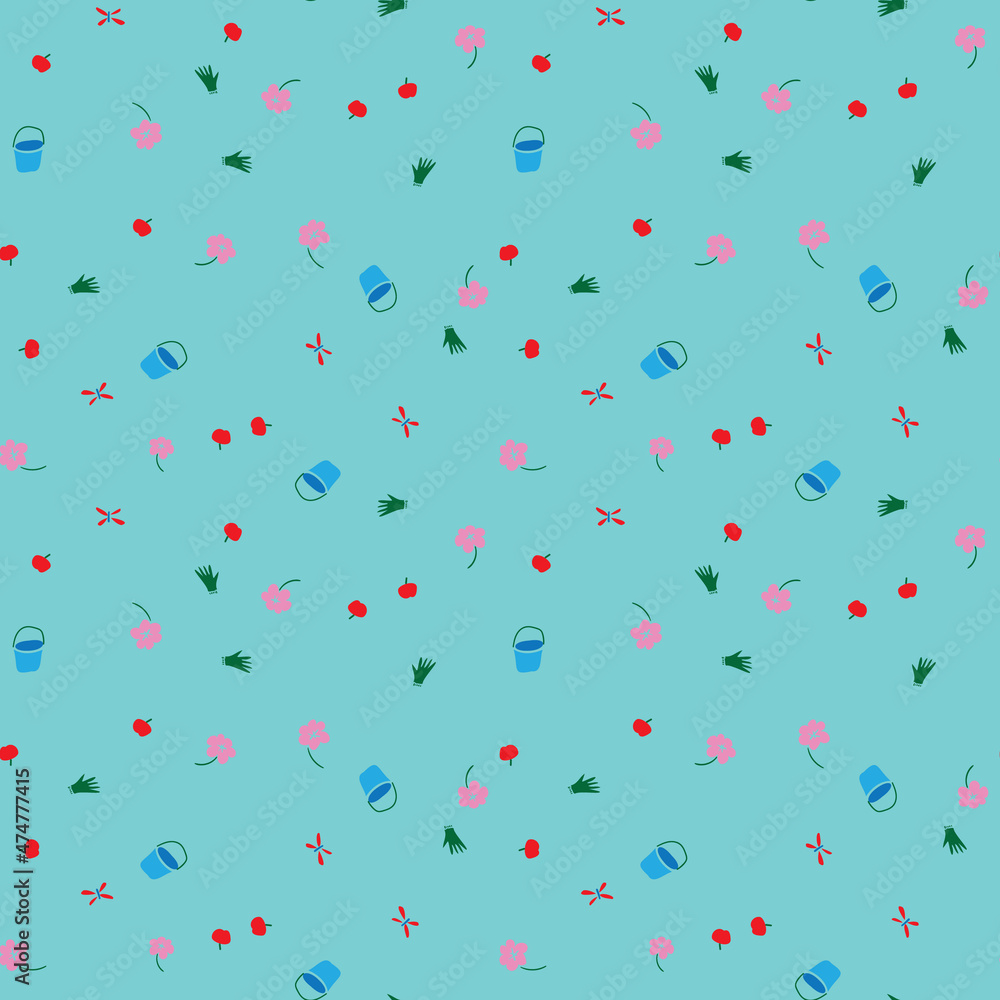 A gardening themed icons seamless vector pattern A gardening themed icons seamless vector pattern