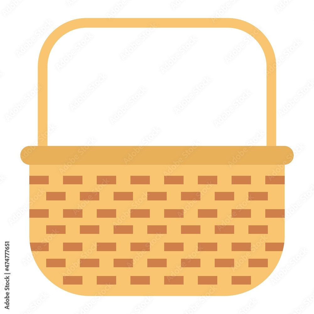 wicker basket flat clipart vector illustration Stock Vector | Adobe Stock