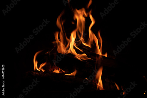 Bonfire. Fiery flame. Fire in the fireplace