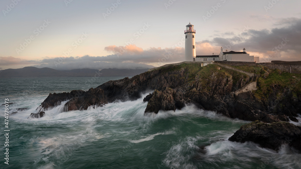 Fanad Rough Seas. Fanad Lighthouse situated in Co Donegal, Ireland.  One of the country's most famous lighthouse dating back over 200 years undisturbed by the battering from the Atlantic Ocean.