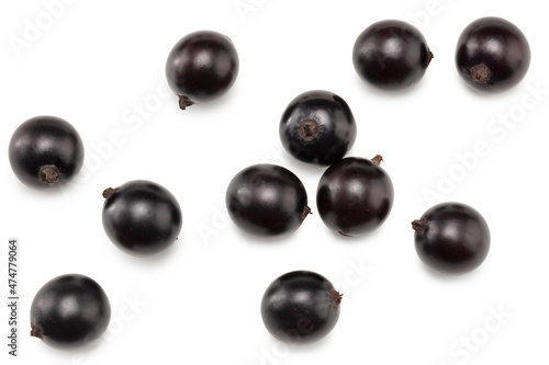 black currant isolated on white background. macro. clipping path. top view