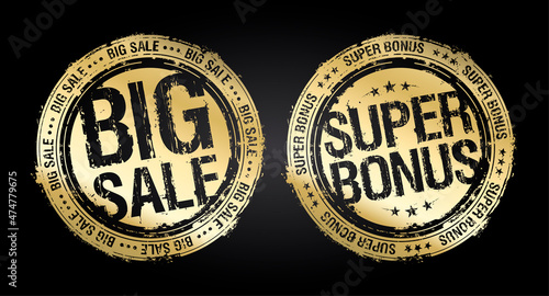 Big sale and super bonus vector rubber stamps