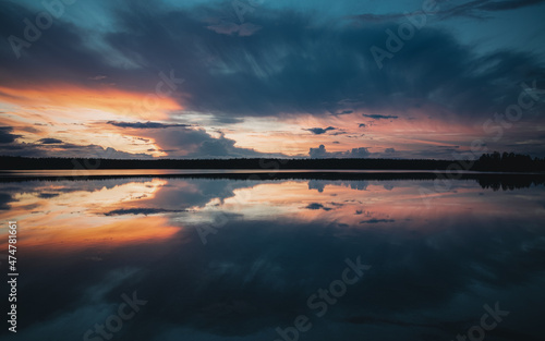 sunset over the lake