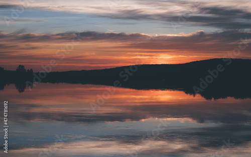 Sunset behind a fell