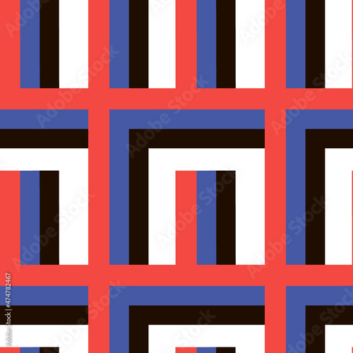 Illustration Seamless pattern on a square background - needlework - patchwork or patchwork. Design element for the design of books, notebooks, postcards, interior items. Wallpapers, textiles