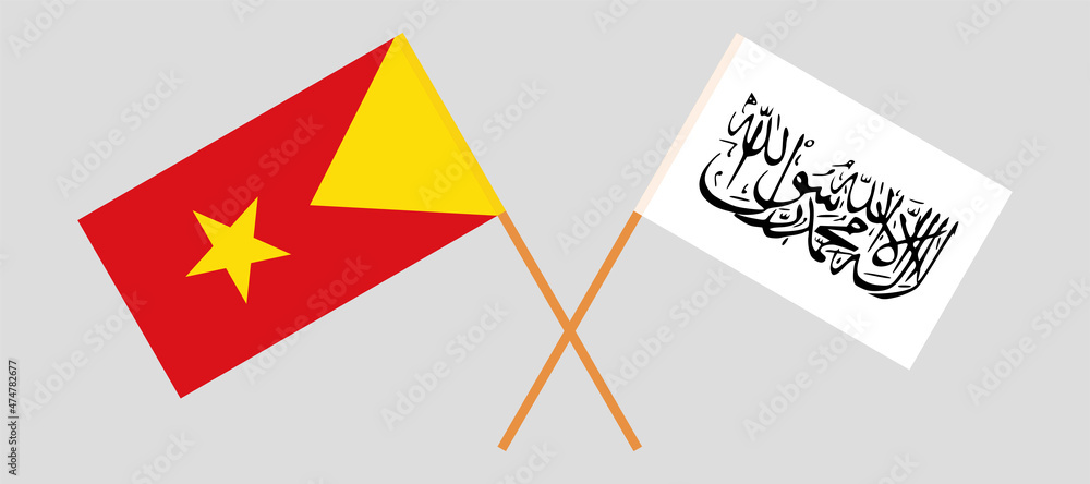 Crossed flags of Tigray and Taliban. Official colors. Correct proportion Crossed flags of Tigray and Taliban. Official colors. Correct proportion
