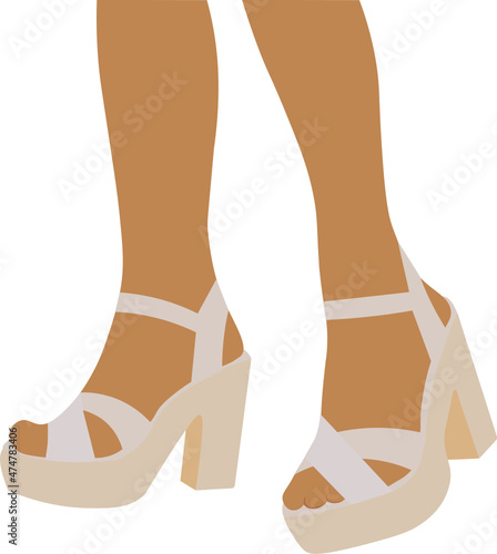 zapatos con tacones, pies embellecidos con  sandalias de tacón. Vector sin fondo, fondo transparente