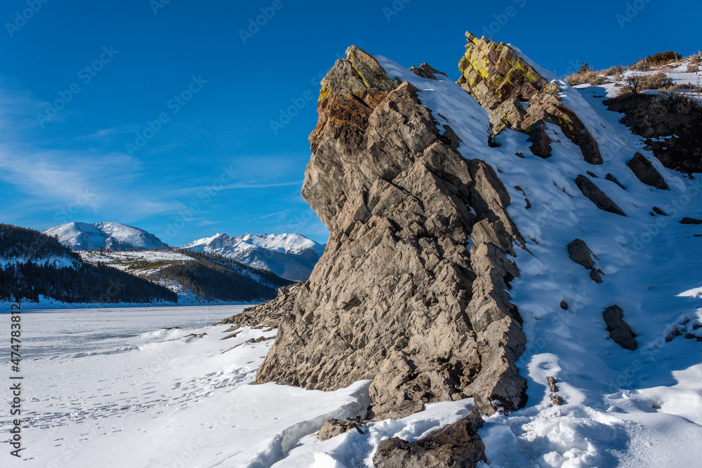 Snow-capped peaks around lake Dillon - Colorado - USA