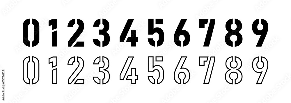 Set of ten number from zero to nine. Number elements for your design. Modern trendy style lettering typeface. Vector illustration Set of ten number from zero to nine. Number elements for your design. Modern trendy style lettering typeface. Vector illustration