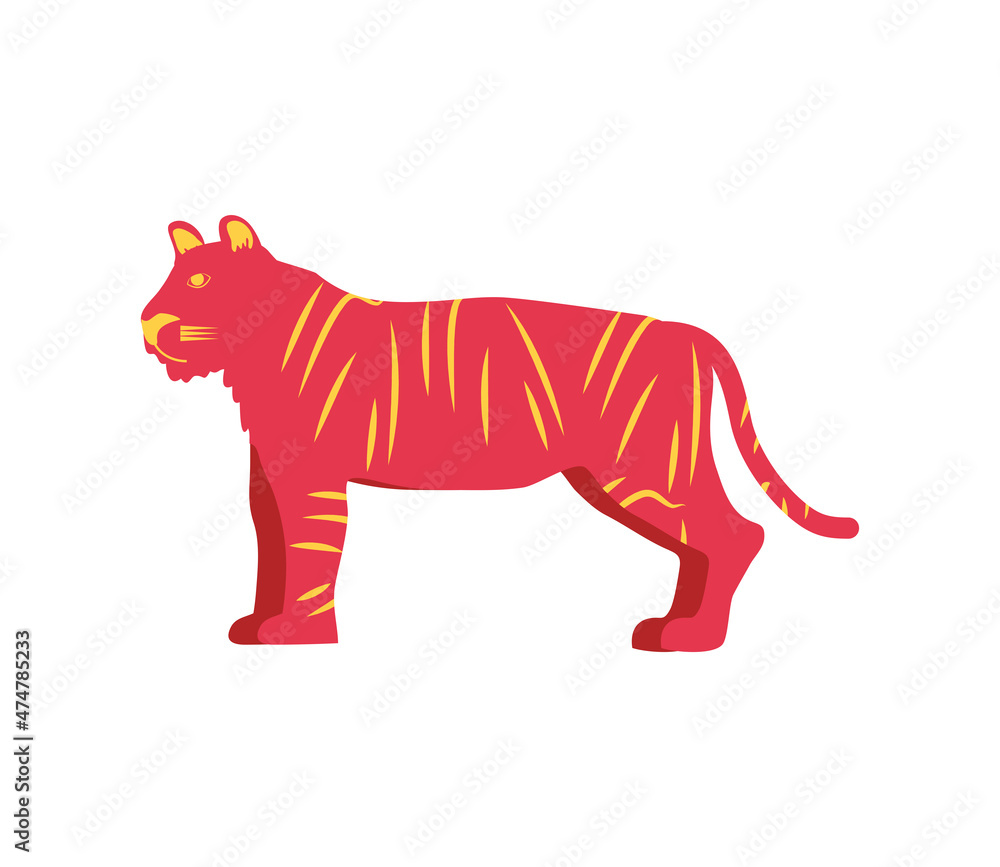 Obraz premium red tiger flat icon