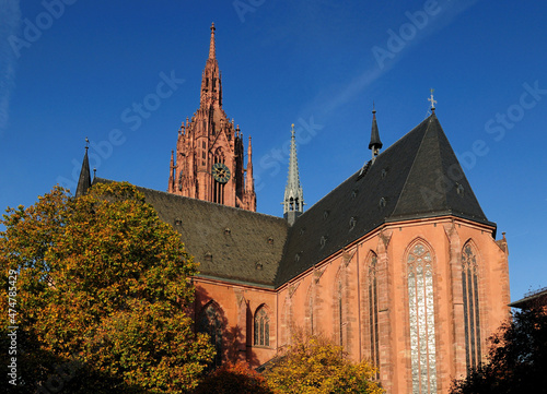Принти на полотні View To The Famous Frankfurt Cathedral Or Frankfurter Dom In Hesse Germany On A