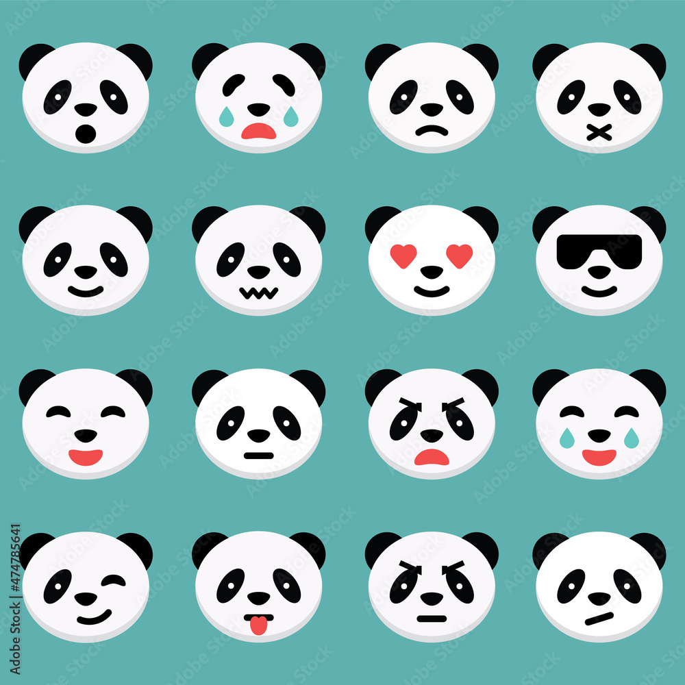 Panda Emotion Icons Set. Cute pandas with various emotions. Simple vector illustration. Panda Emotion Icons Set. Cute pandas with various emotions. Simple vector illustration.