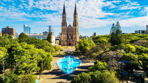 Santa Cruz do Sul RS. Aerial view of the São João Batista cathedral and the central square of Santa Cruz do Sul photo