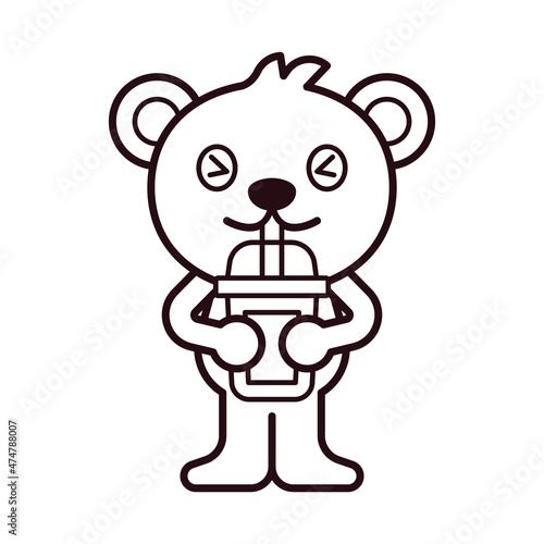 Polar Bear Drink Bubble Tea Coloring Page