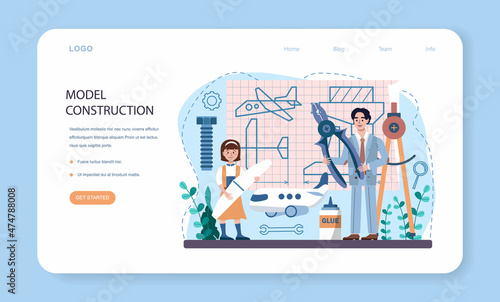 Crafting and modeling school course web banner or landing page set