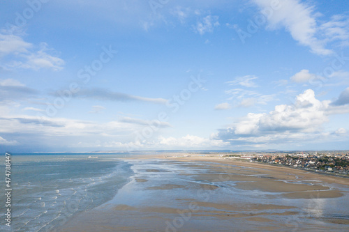Ouistreham beach in Europe, France, Normandy in summer on a sunny day.