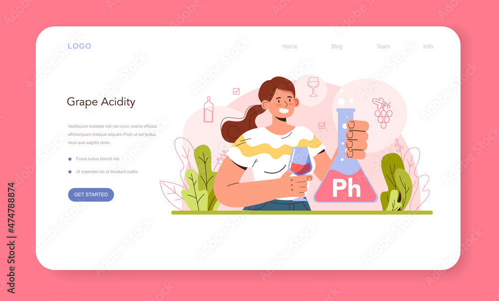 Wine production web banner or landing page. Grape wine Wine production web banner or landing page. Grape wine