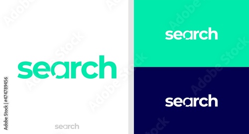 SEARCH LOGO WORDMARK MAGNIFYING GLASS NEGATIVE SPACE EDITABLE
