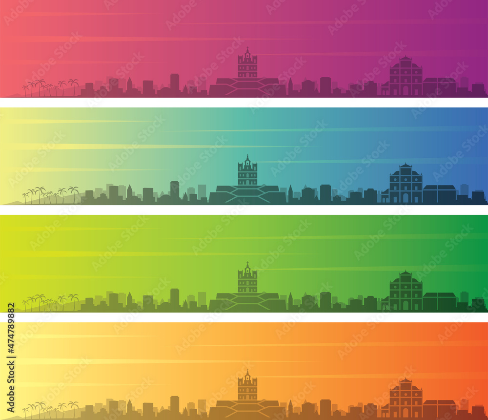 Goa Multiple Color Gradient Skyline Banner - obrazy, fototapety, plakaty 