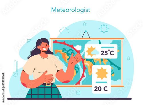 Meteorologist concept. Weather forecaster studying and researching
