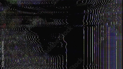 Looping scary mask with glitch modulation effects. Animated horror background.