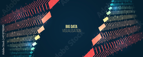 Visualization of large amounts of data. File structuring. Data Algorithms, machine learning. Array visual concept. Big data complex.