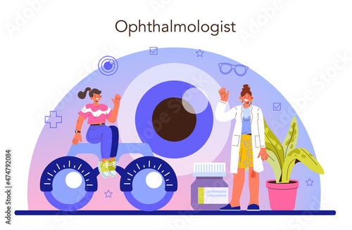 Ophthalmologist concept. Idea of eyesight check and treatment.