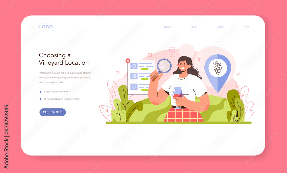 Wine production web banner or landing page. Grape tree Wine production web banner or landing page. Grape tree