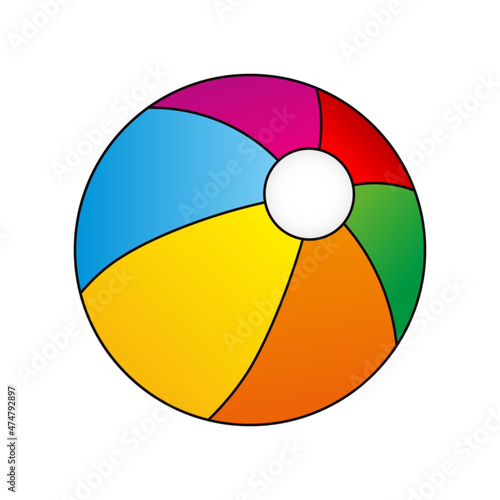 Free Download Colorful beach ball with black outline, vector illustration. - GFXLoad