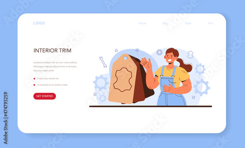 Car tuning web banner or landing page. Automobile interior got replaced