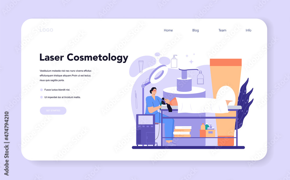 Cosmetologist web banner or landing page. Skin care and treatment procedure Cosmetologist web banner or landing page. Skin care and treatment procedure