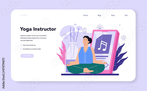 Yoga instructor web banner or landing page. Asana or exercise