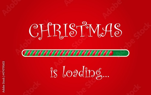 Christmas loading candy cane progress bar with Xmas load status of vector striped sweets on red background. Realistic countdown bar to Christmas and winter holidays, Xmas greeting card or web page