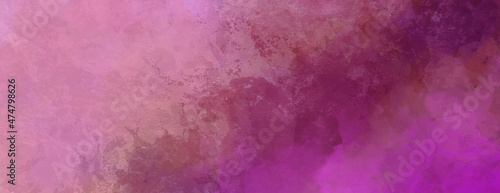 Abstract watercolor background in red pink and purple,, painted watercolor texture and spatter, stormy cloudy sky illustration, puffy grunge storm clouds or decorative corner design
