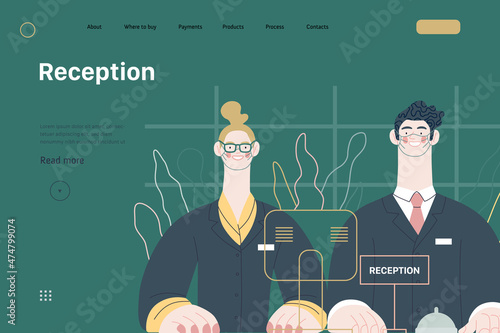 Hospital reception - medical insurance web template. Modern flat vector