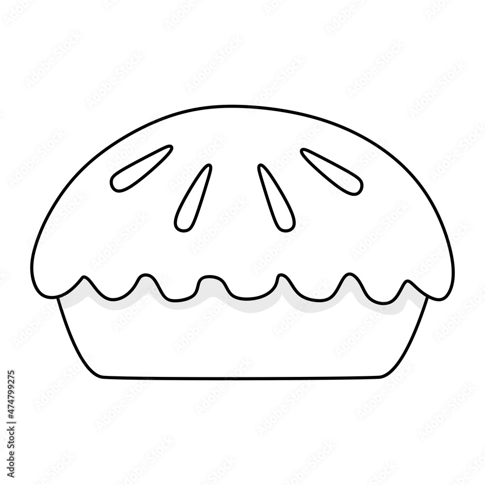Black and white vector illustration of a pie for sale Black and white vector illustration of a pie for sale