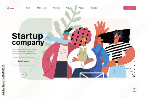 Startup illustration, website landing template. Concept of building new business