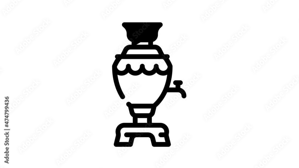 samovar tool for boiling water animated line icon samovar tool for boiling water sign. isolated on white background samovar tool for boiling water animated line icon samovar tool for boiling water sign. isolated on white background