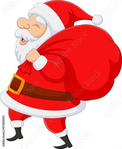 Santa claus carrying a bag of the presents