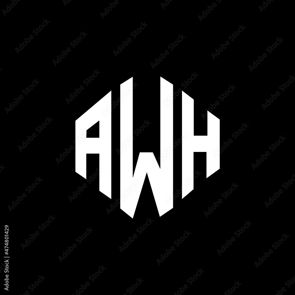 AWH letter logo design with polygon shape. AWH polygon and cube shape logo design. AWH hexagon vector logo template white and black colors. AWH monogram, business and real estate logo. AWH letter logo design with polygon shape. AWH polygon and cube shape logo design. AWH hexagon vector logo template white and black colors. AWH monogram, business and real estate logo.