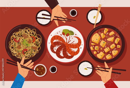 dinner with food chinese