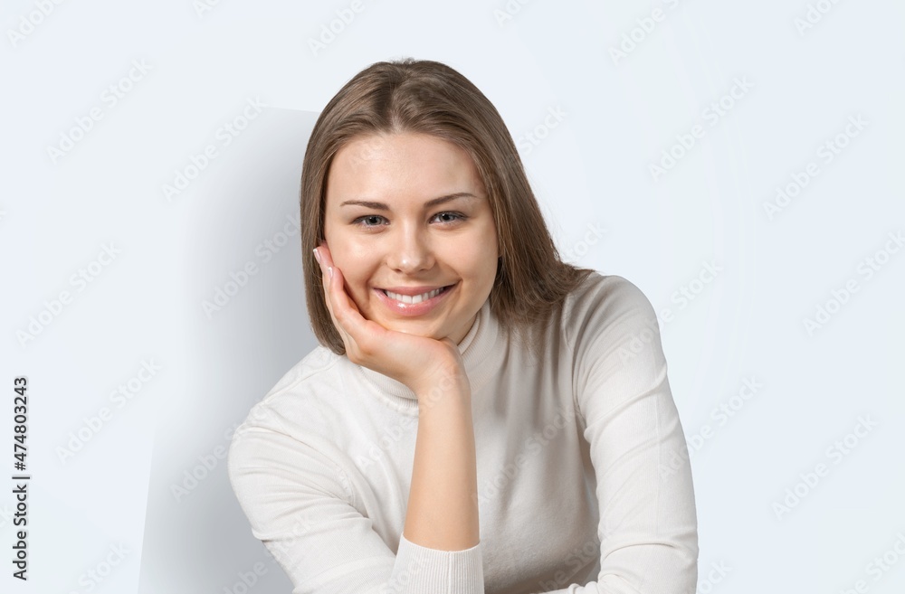 A clueless hesitant beautiful woman has indecisive A clueless hesitant beautiful woman has indecisive
