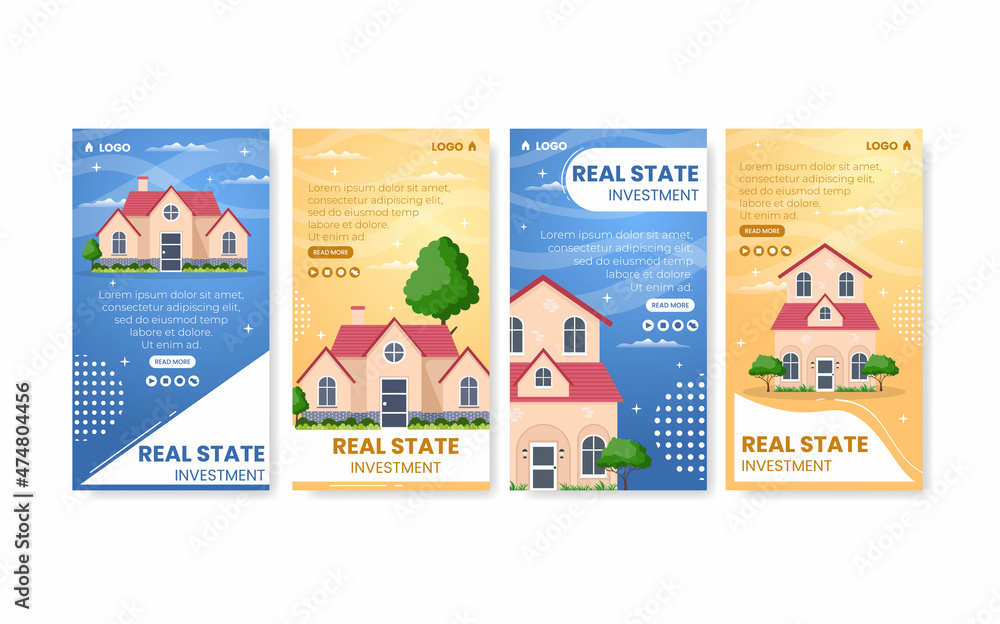 Fototapeta premium Real Estate Investment Stories Template Flat Design Illustration Editable of Square Background Suitable for Social media, Greeting Card and Web Internet Ads