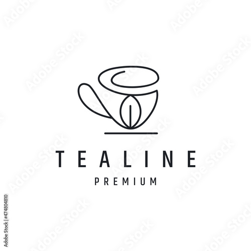 tea logo Vector illustration linear style icon on white backround