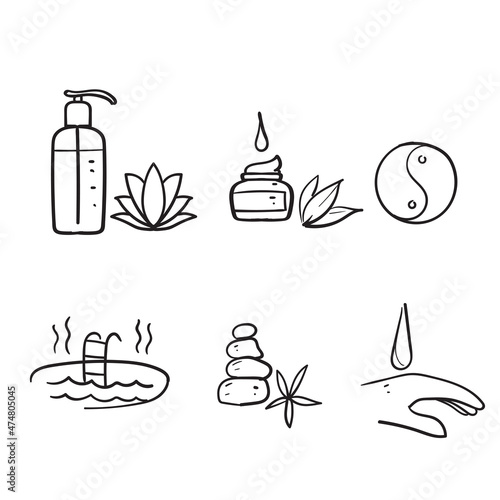 hand drawn doodle beauty and spa related illustration vector